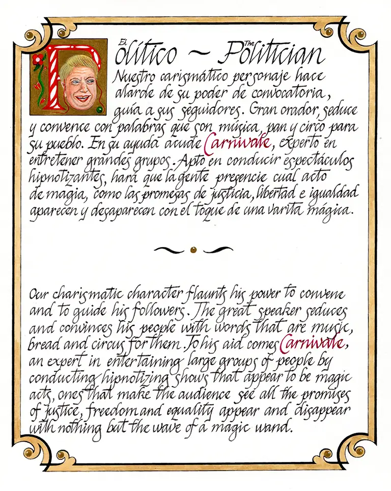 El político.- The Politician. 2016. Egg tempera on board. 10 x 8 in.